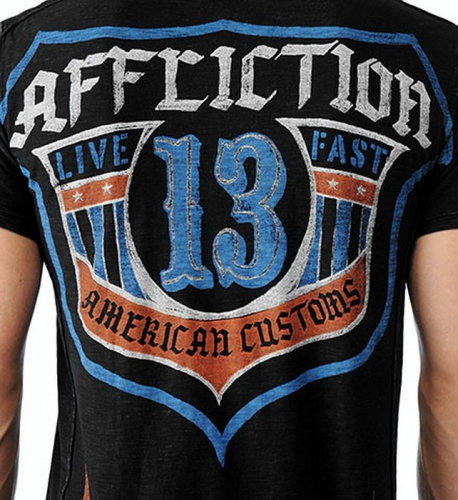 Футболка Affliction ACMC Shield Henley - Black Lava ціна